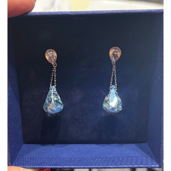 Swarovski crystal earrings blue Lunar PE Drop Lazo Mol 8193294 NWT - Picture 10 of 13